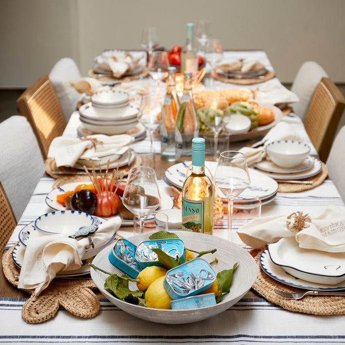 Riviera Maison Kom rond Blauw, Wit - Como Catch Schaaltje - Aardewerk