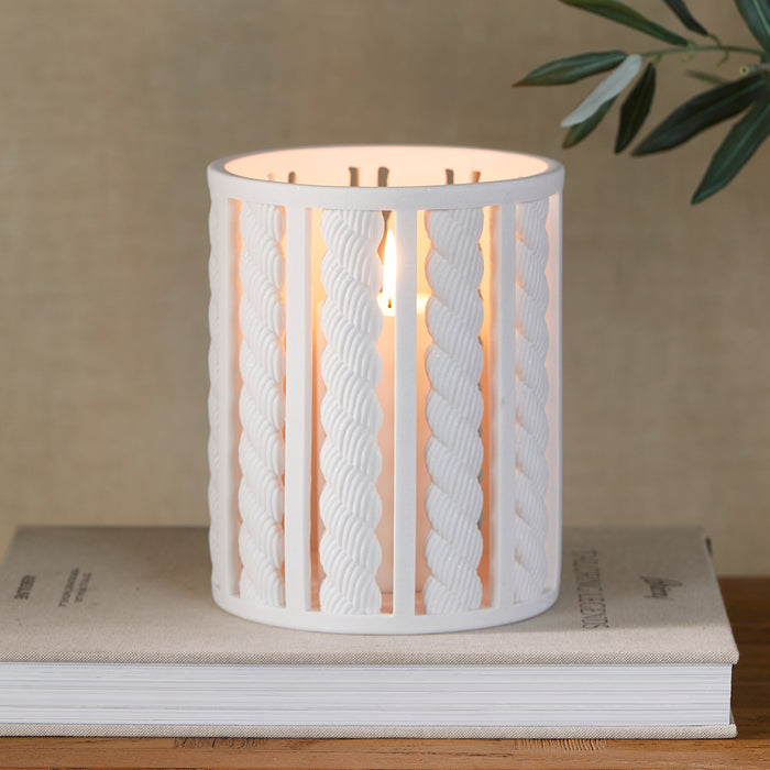 Riviera Maison Windlicht rond Wit - Rope Kaarsenhouder groot - Hars