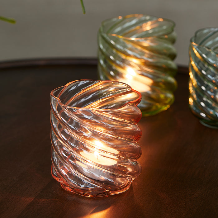 Riviera Maison Theelichthouder Roze - Swirl Kaarsenhouder decoratief