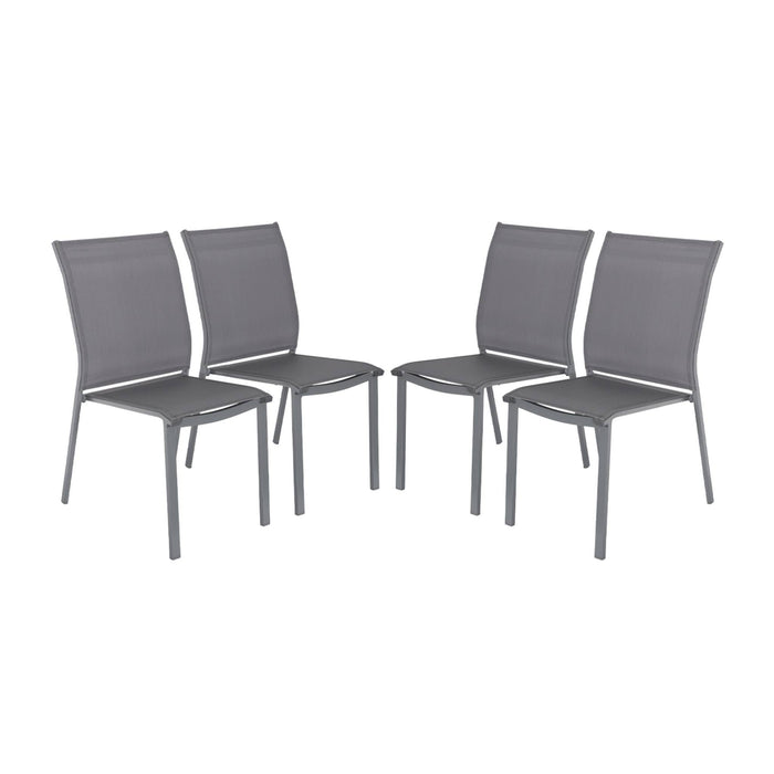 sweeek - Stapelbare tuinstoel van aluminium en textileen (Set van 4)