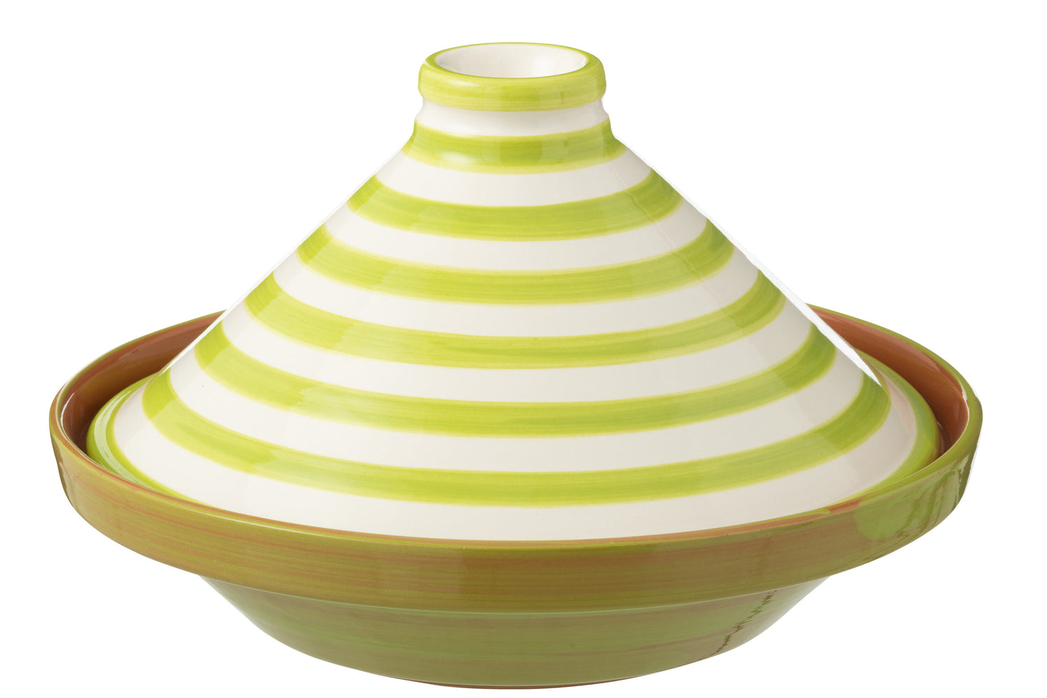 J-Line tajine Granada Stripes - keramiek - wit|groen