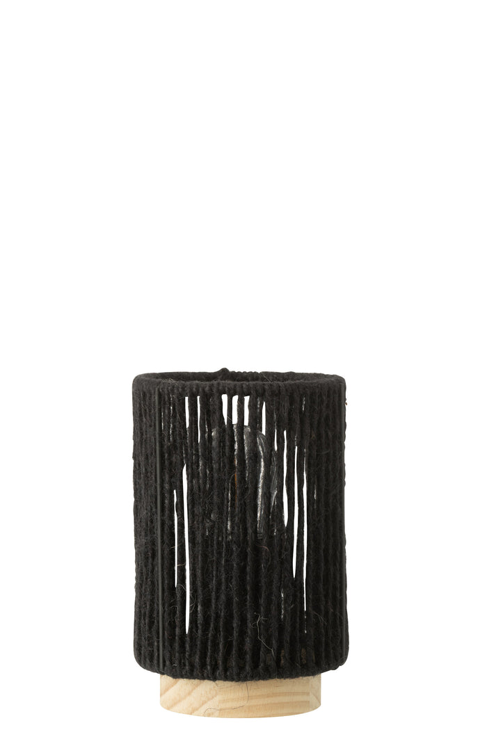 J-Line lamp Cilinder - metaal|katoen - zwart - small - LED l