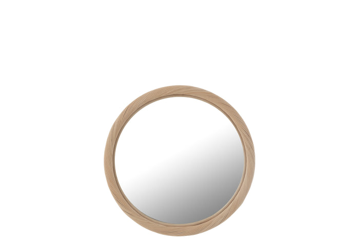 J-Line spiegel Rond - rotan|glas - naturel - small - Ø 50 cm
