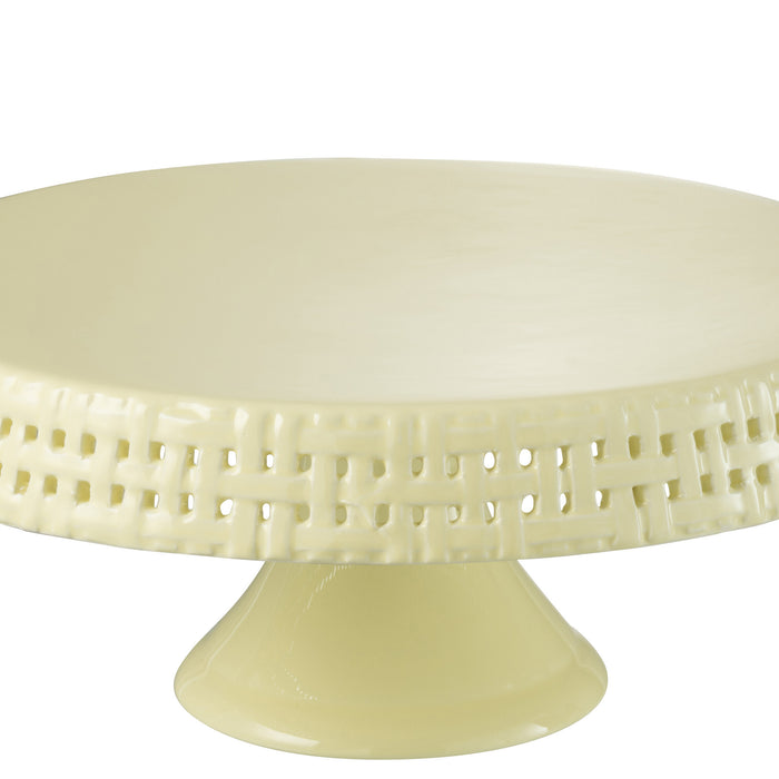 J-Line bord Cake bord - taartplateau - keramiek - lichtgeel - large