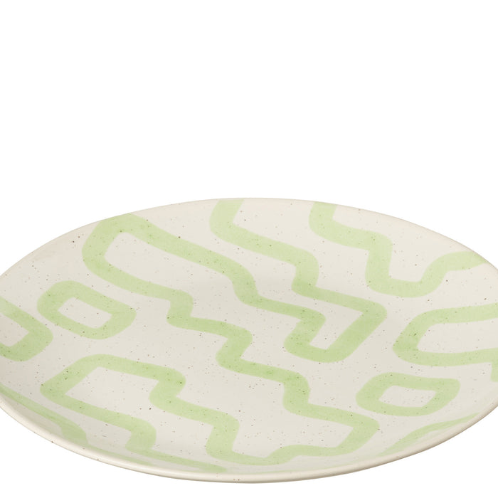 J-Line bord Pattern - porselein - groen - large - 4 stuks
