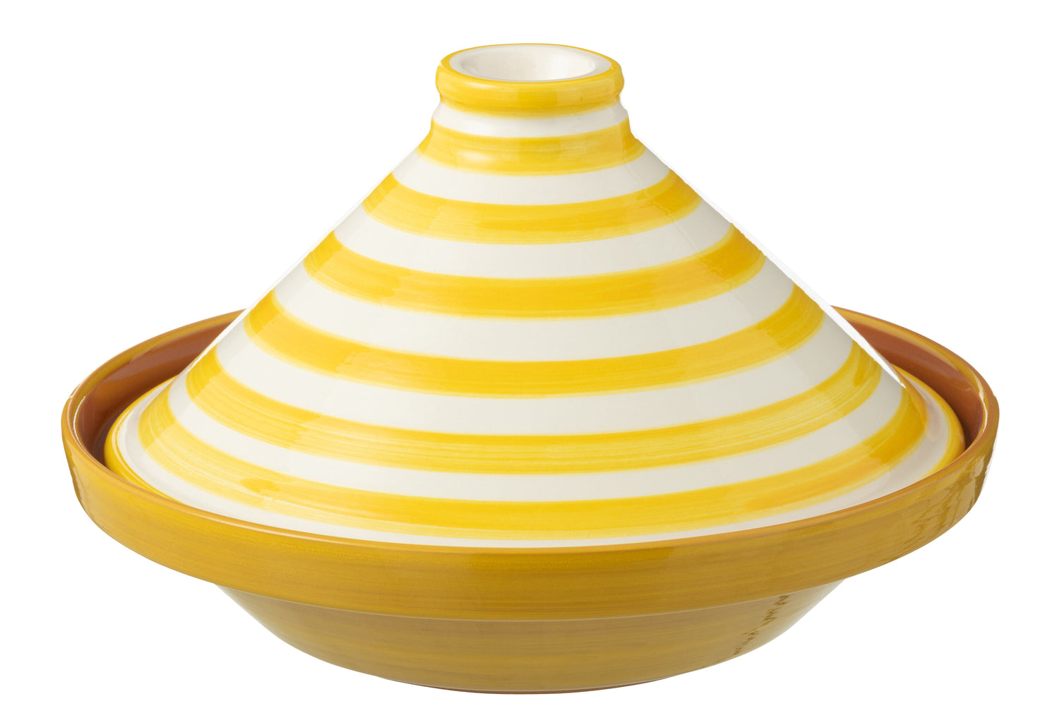 J-Line tajine Granada Stripes - keramiek - wit|geel