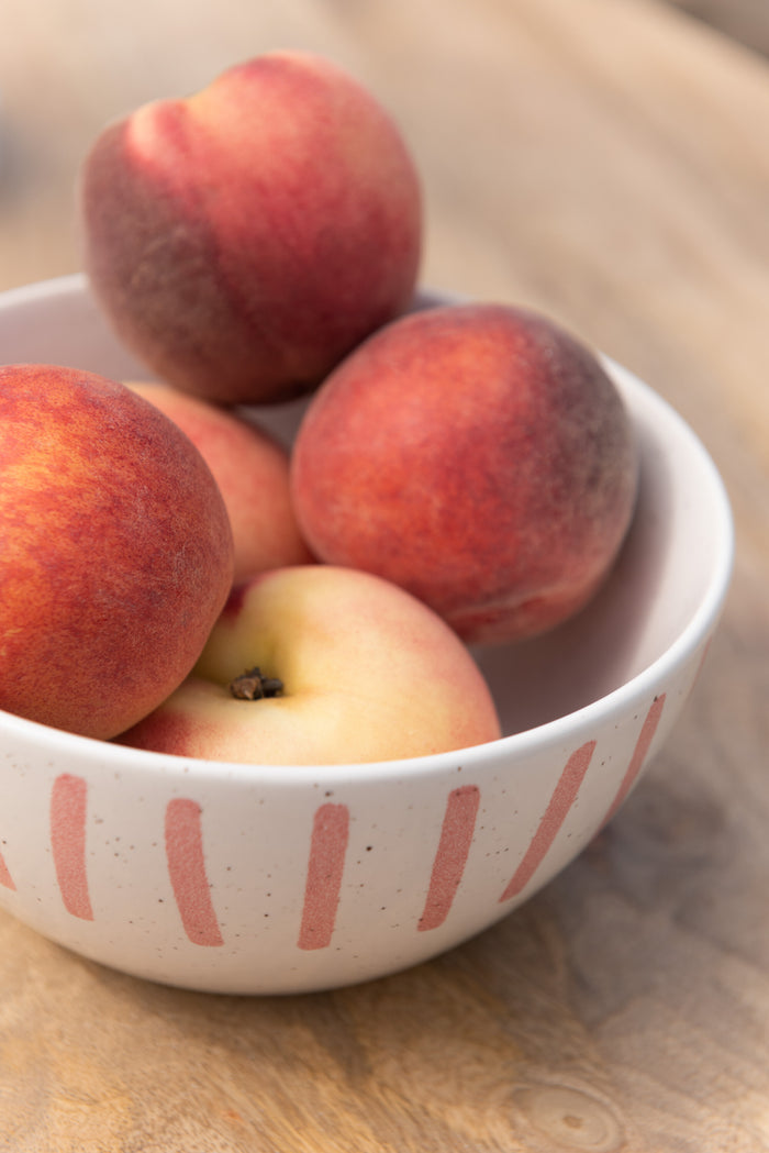 J-Line kom Lijn - porselein - roze - 4 stuks