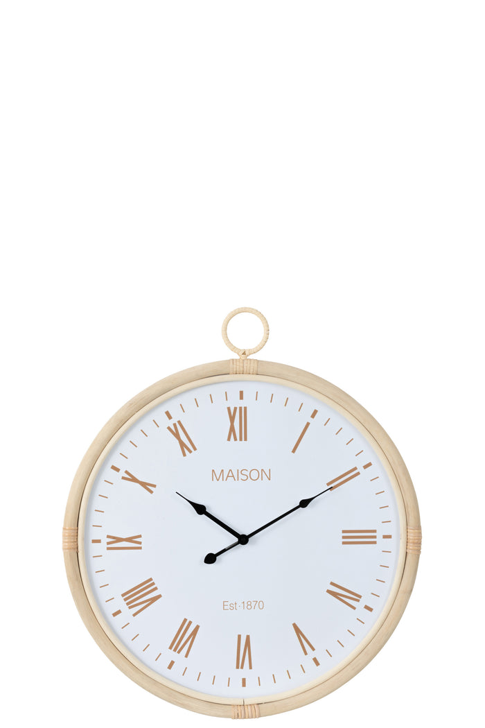 J-Line klok Kyr - jute - naturel|wit - medium - Ø 55.5 cm