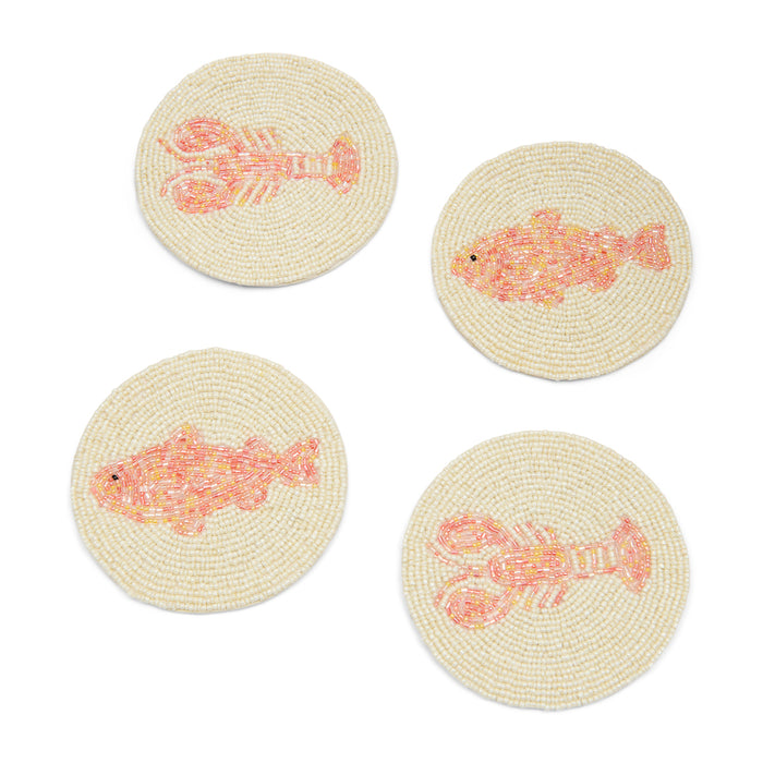 Riviera Maison Onderzetters glazen Rood - Sea Breeze Glasonderzetters