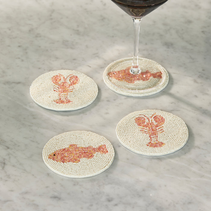 Riviera Maison Onderzetters glazen Rood - Sea Breeze Glasonderzetters