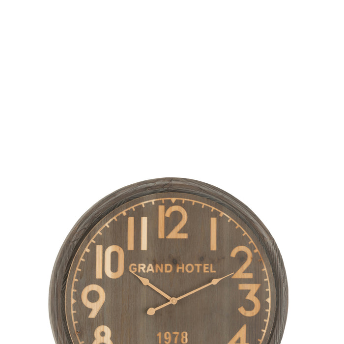 J-Line klok Grand Hotel - hout - naturel - small - Ø 58 cm