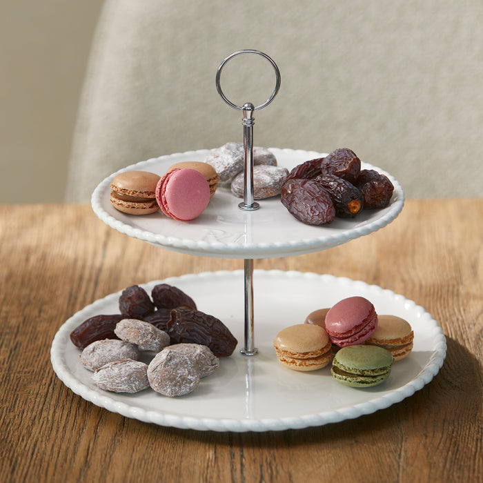 Riviera Maison Etagere 2 laags Wit - Elegant Twist Taartstandaard