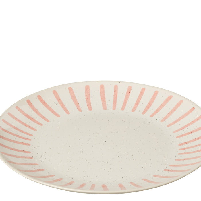 J-Line bord Lijn - porselein - roze - large - 4 stuks