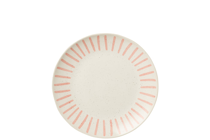 J-Line bord Lijn - porselein - roze - large - 4 stuks