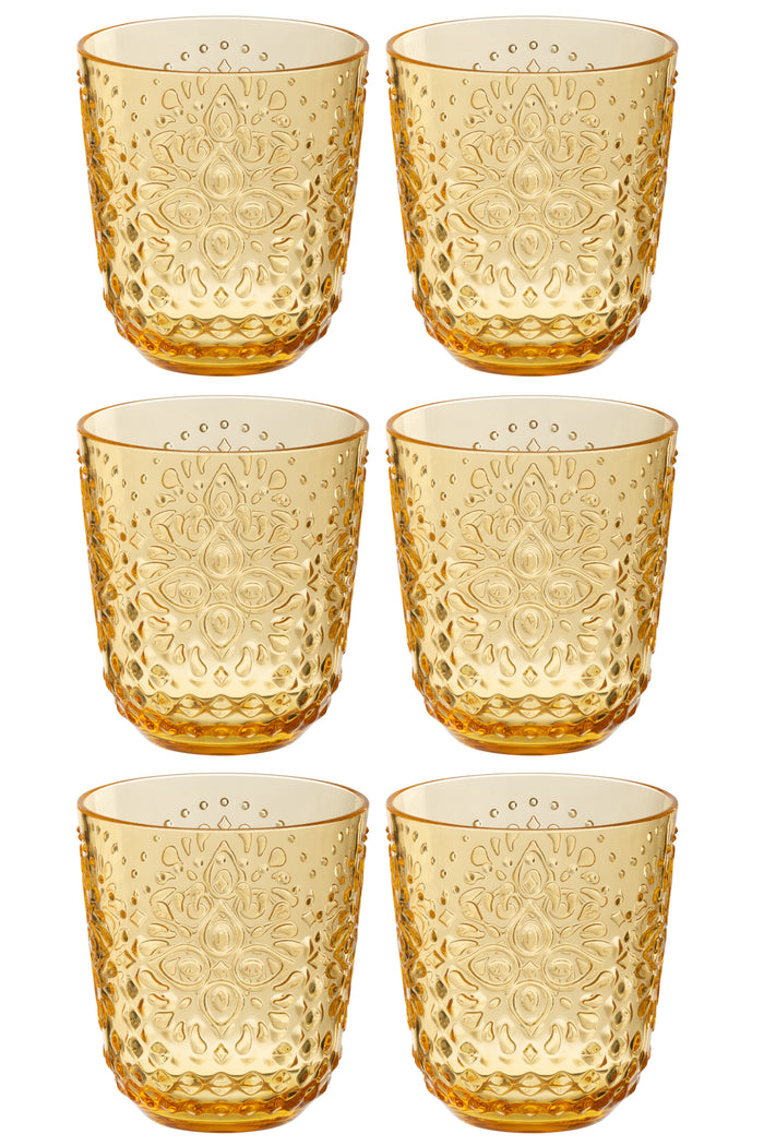 J-Line glas - kunststof - geel - doos van 6