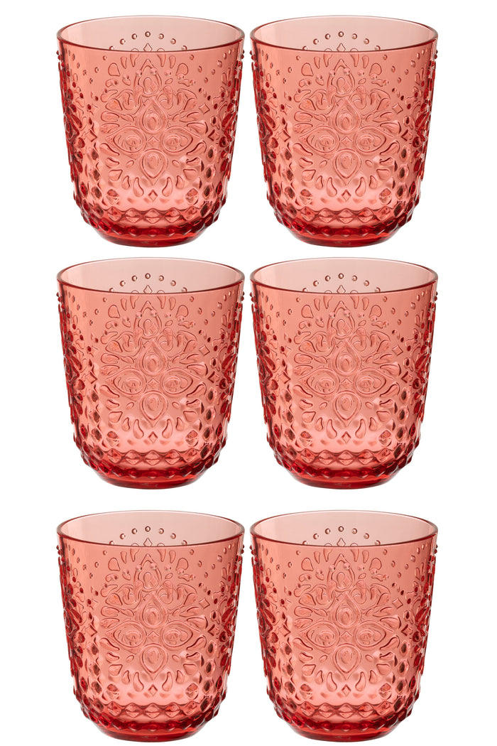 J-Line glas - kunststof - rood - doos van 6
