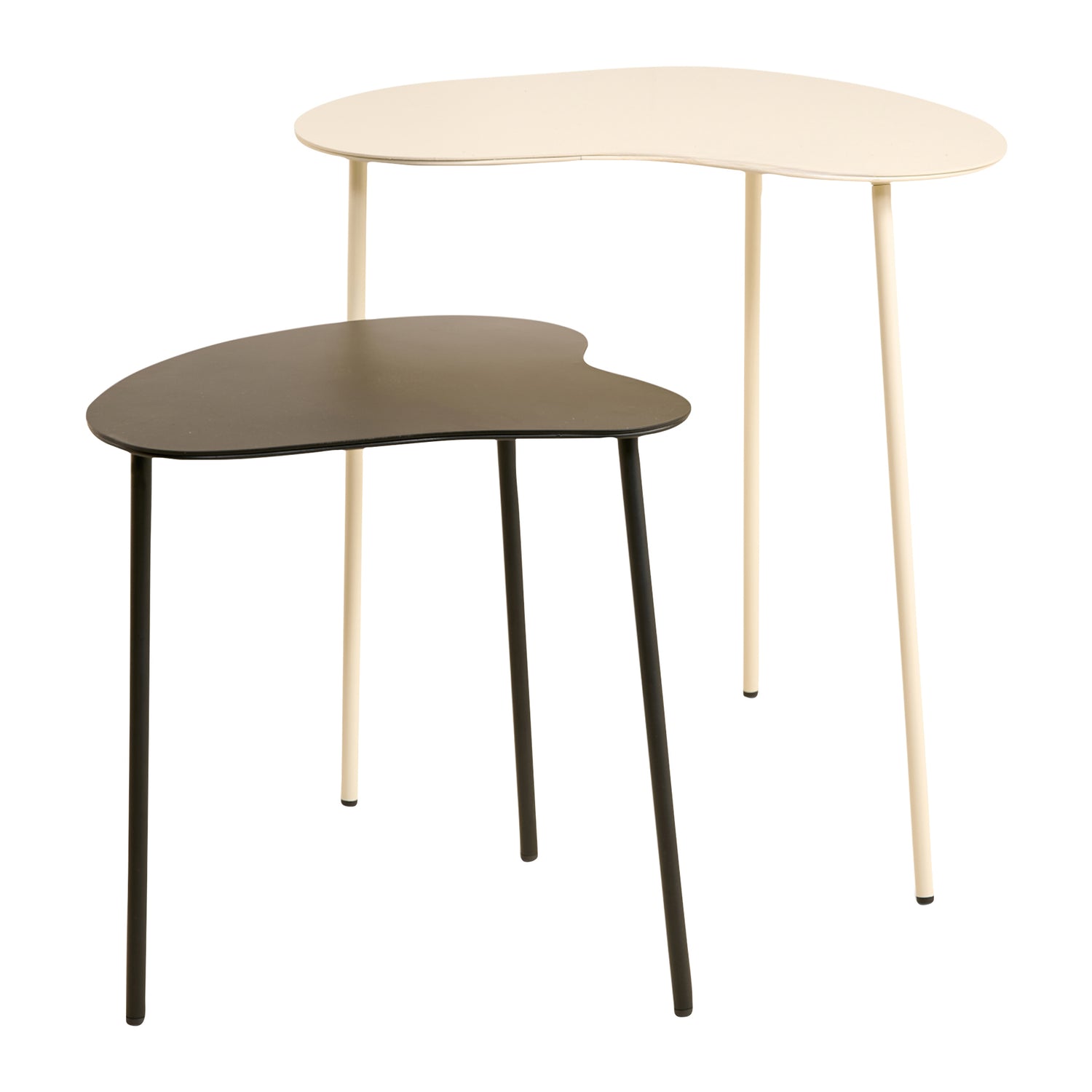 by fonQ Flowy Bijzettafel Set van 2 - Zwart / Crème