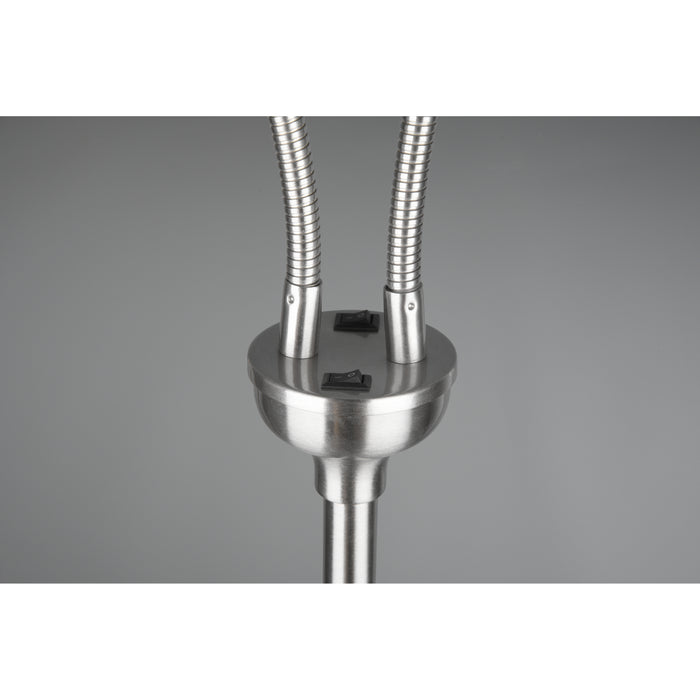 Trio Leuchten Tommy - Vloerlamp 2x E14 - Nikkel Mat - Wit