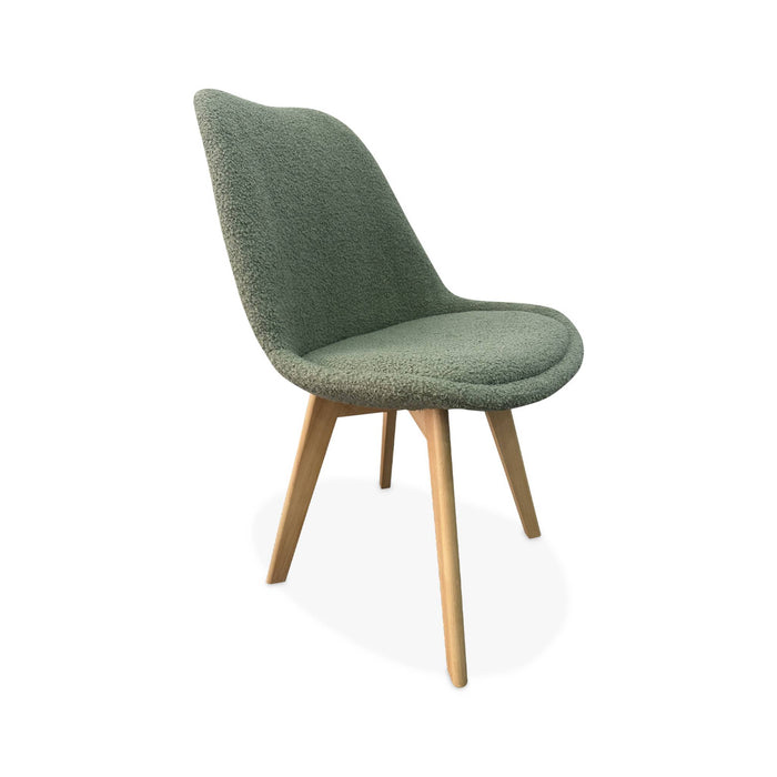 sweeek - Scandinavische boucléstoel met houten poten (set van 4)