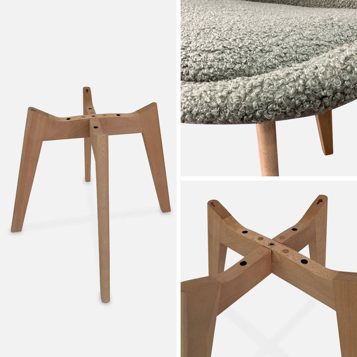 sweeek - Scandinavische boucléstoel met houten poten (set van 4)