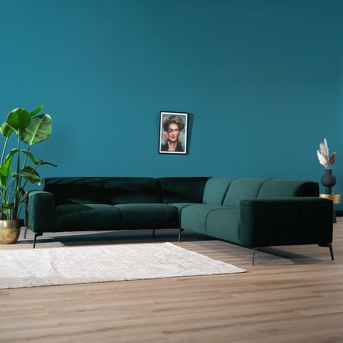 Bronx71 Velvet hoekbank Vegas groen links|rechts