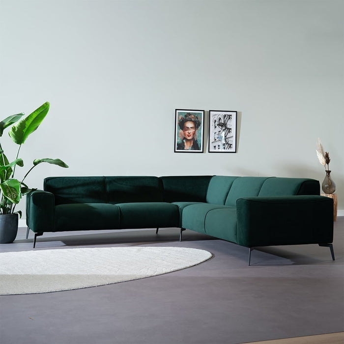 Bronx71 Velvet hoekbank Vegas groen links|rechts