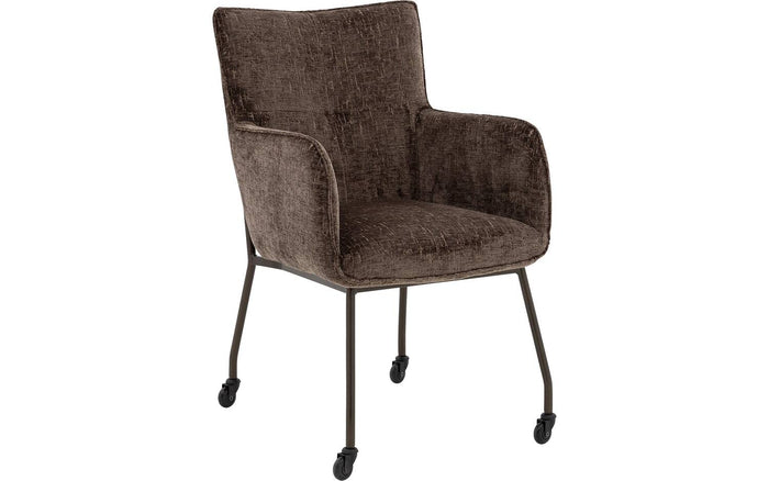 Goossens  Eetkamerstoel Trullo -  Fluweel met armleuning