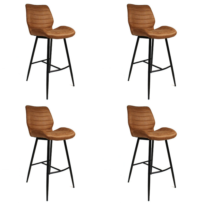 Bronx71 Industriële barkruk Morris cognac 71 cm - Barkrukken set van 4