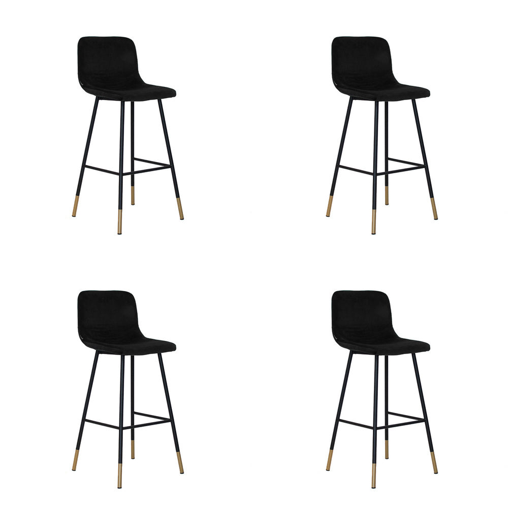 Bronx71 Velvet barkruk Mikky zwart 68 - 79 cm - Barkrukken set van 4