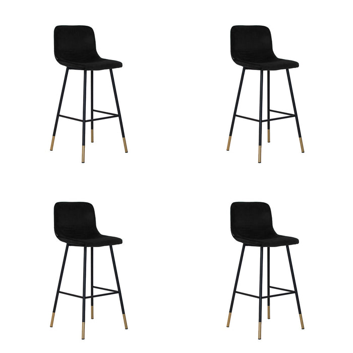 Bronx71 Velvet barkruk Mikky zwart 68 - 79 cm - Barkrukken set van 4