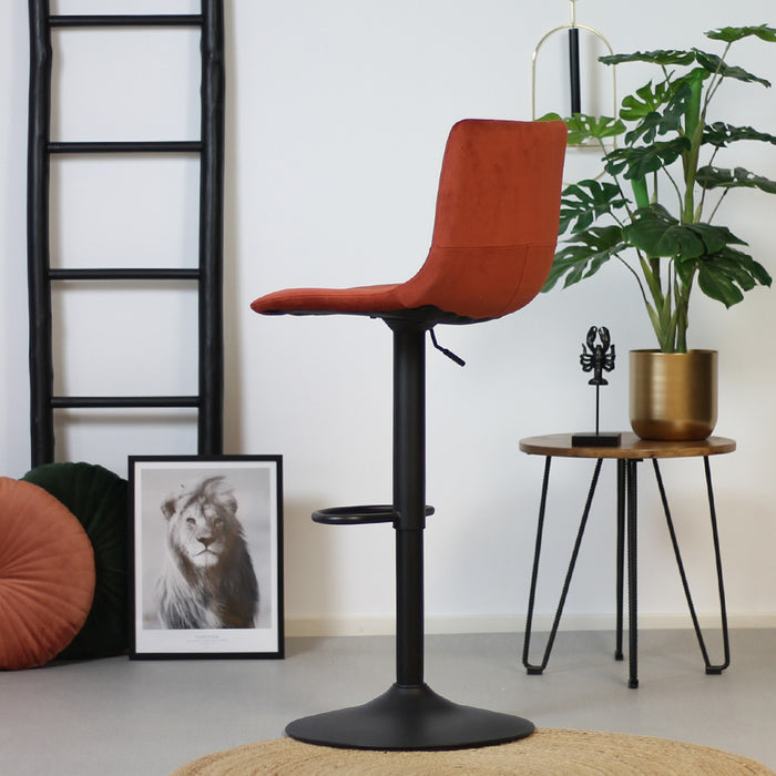 Bronx71 Velvet barkruk Frenkie koper 59-76 cm - Barkrukken set van 4