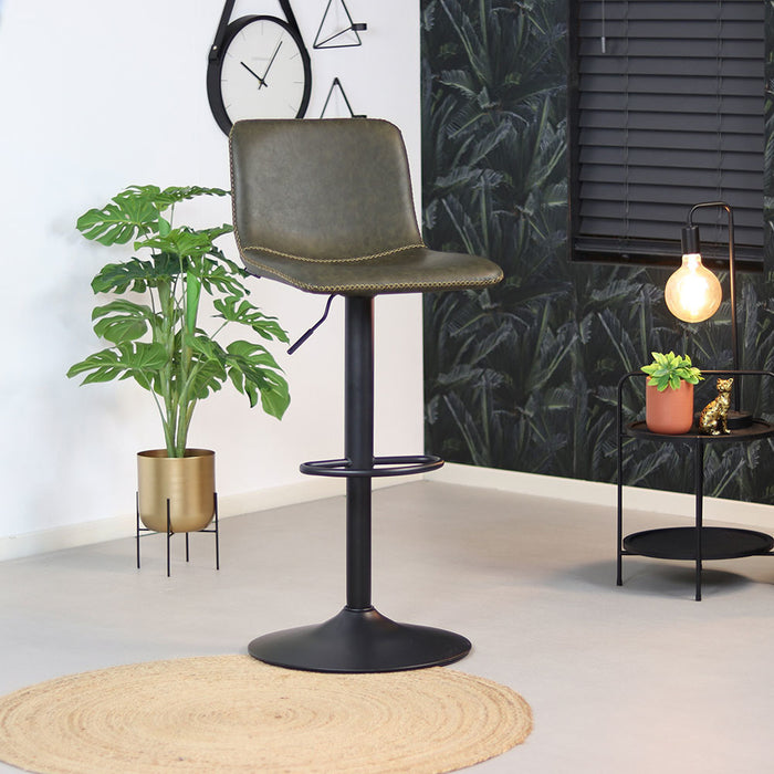 Bronx71 Industriële Barkruk Texas leer olijfgroen 60 - 76 cm -