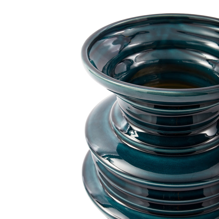 POLSPOTTEN Stacked Plates Vaas - Donkergroen