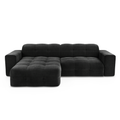 Sofa links hoek 5 zits fluweel donker antraciet 230cm