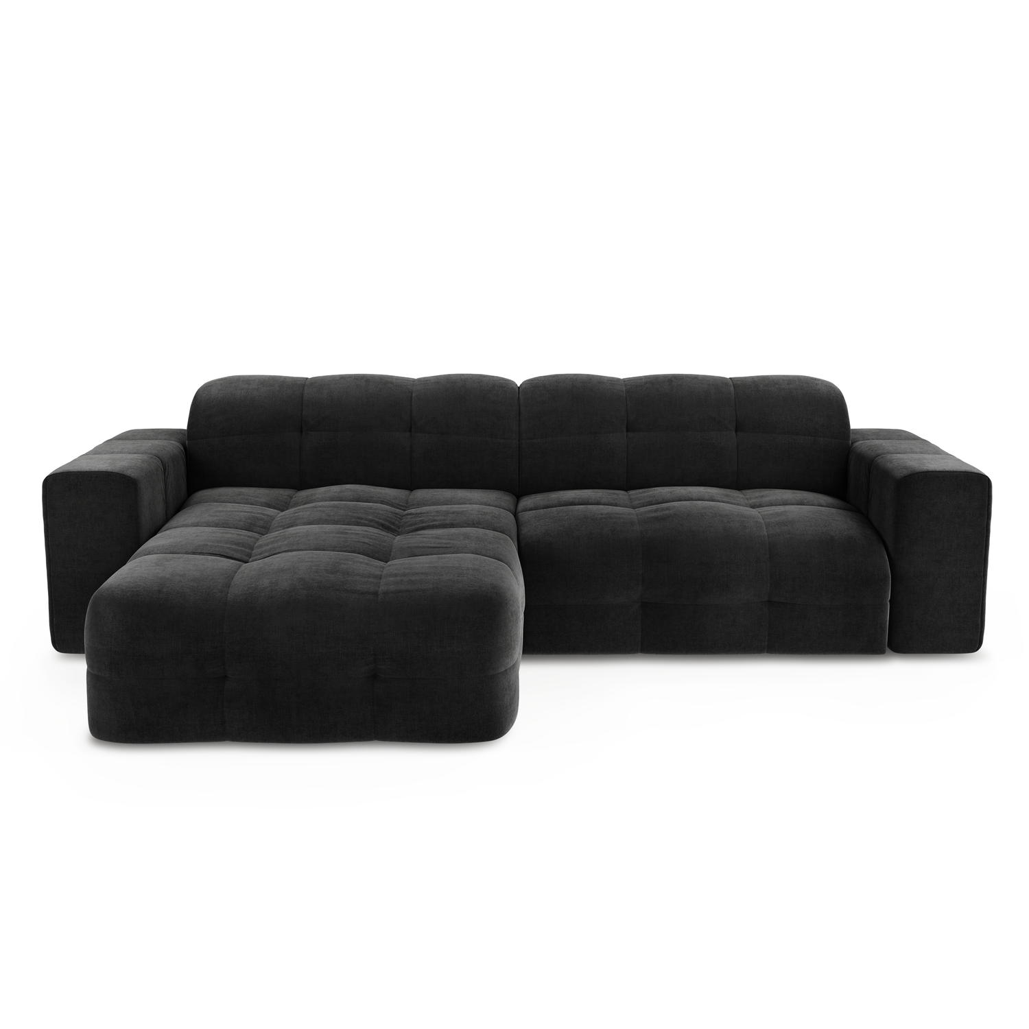 Sofa links hoek 5 zits fluweel donker antraciet 230cm