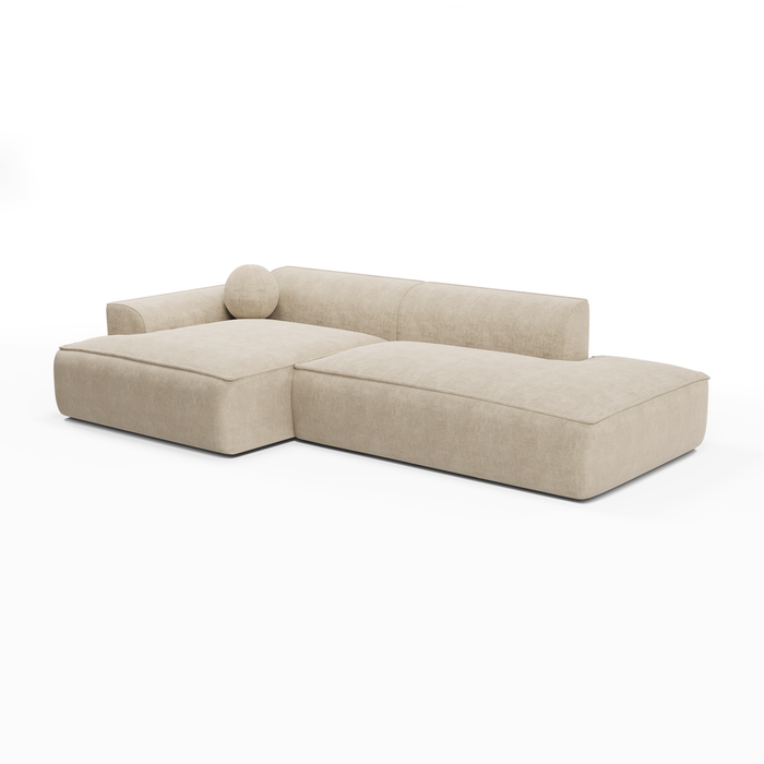 Sofa linkerhoek fluweel crème 260cm