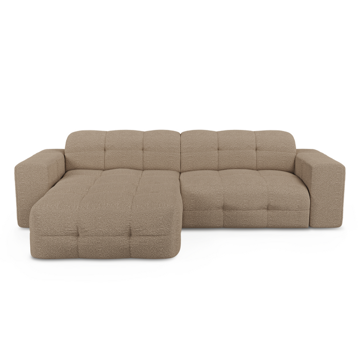 Bank links hoek 5 zits bouclette taupe 230cm