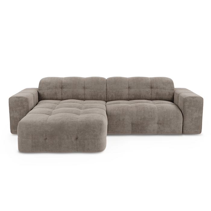 Sofa links hoek 5 zits fluweel taupe 230cm
