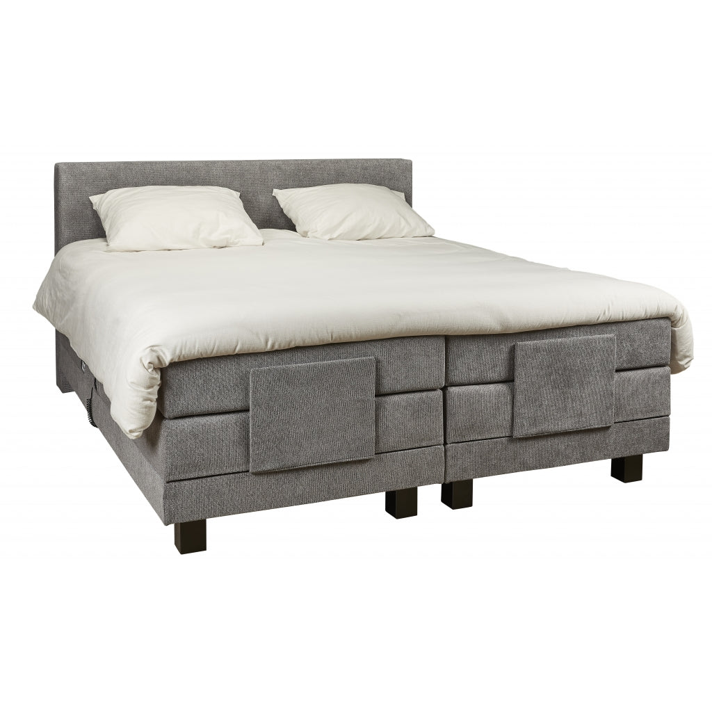 Boxspring Sevilla - Grijs - Textiel - 180x60x200cm (BxHxD)