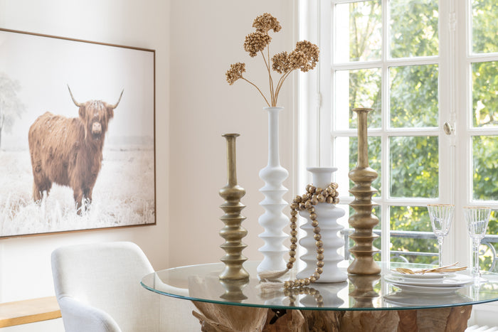 J-Line glas witte wijn Rand - glas - transparant|goud - 6 stuks