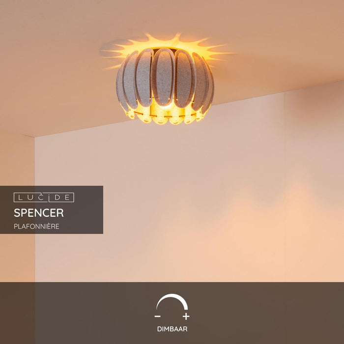 Lucide SPENCER Plafonnière - Grijs