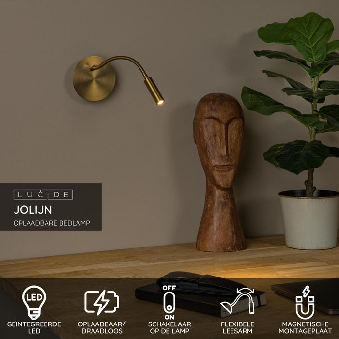 Lucide JOLIJN Bedlamp - Mat Goud | Messing