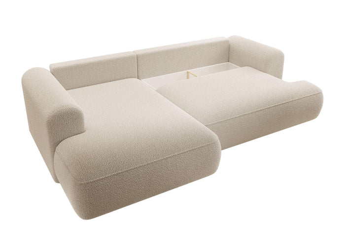 NADUVI Collection Hoekbank Philipa Big links bouclé met slaapfunctie