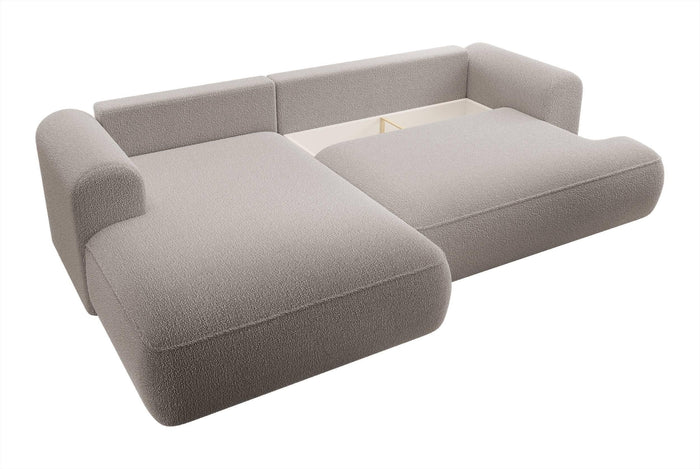 NADUVI Collection Hoekbank Philipa links bouclé met slaapfunctie