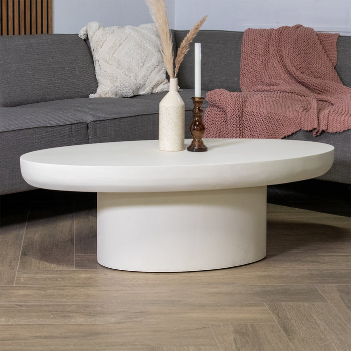 Giga Meubel - Salontafel Ovaal Beige 120cm - Betonlook - Esra