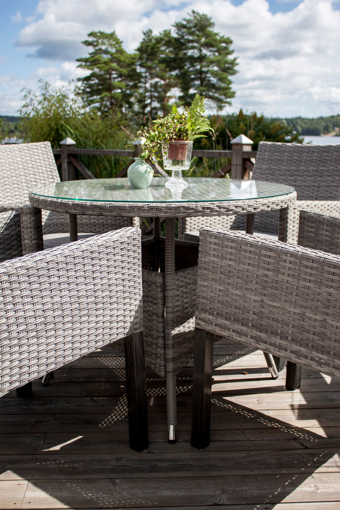 Fjôrd - Tuintafel Grijs Ø90cm - Wicker - Volta