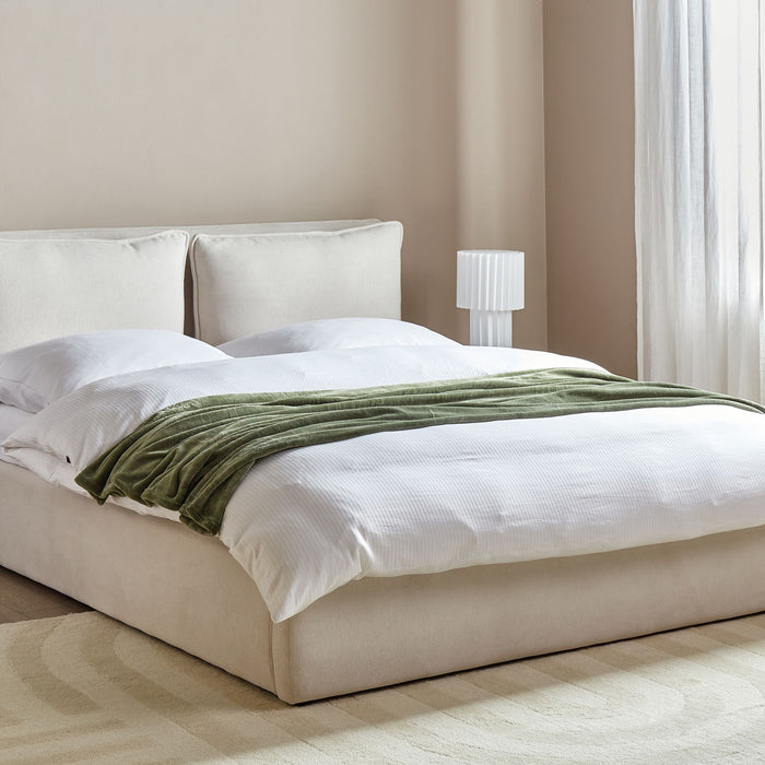 Beliani-BAJONNA-Bed met opbergruimte-Lichtbeige-160 x 200 cm-Polyester