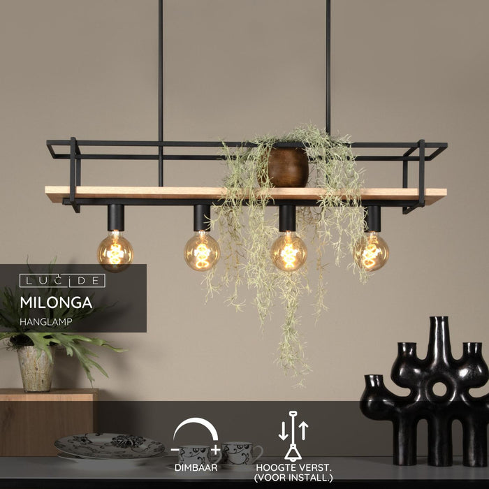 Lucide MILONGA Hanglamp - Zwart