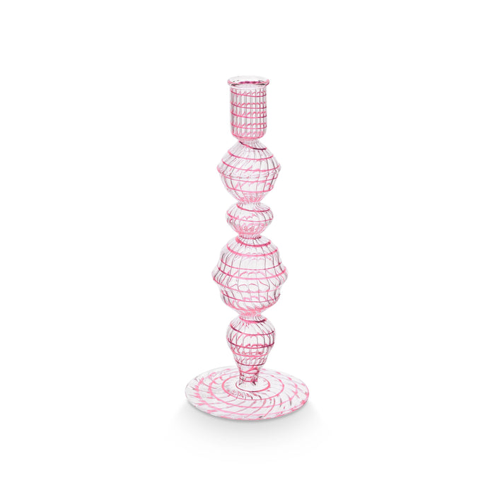 Pip Studio - Kandelaar - Woonaccessoires - Roze - Glas Swirl - 22cm
