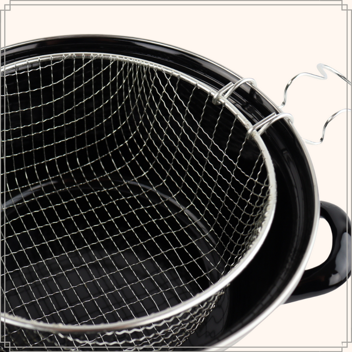 OTIX Frituurpan Zwart Inductie Emaille Friteuse Frietpan diameter 2...